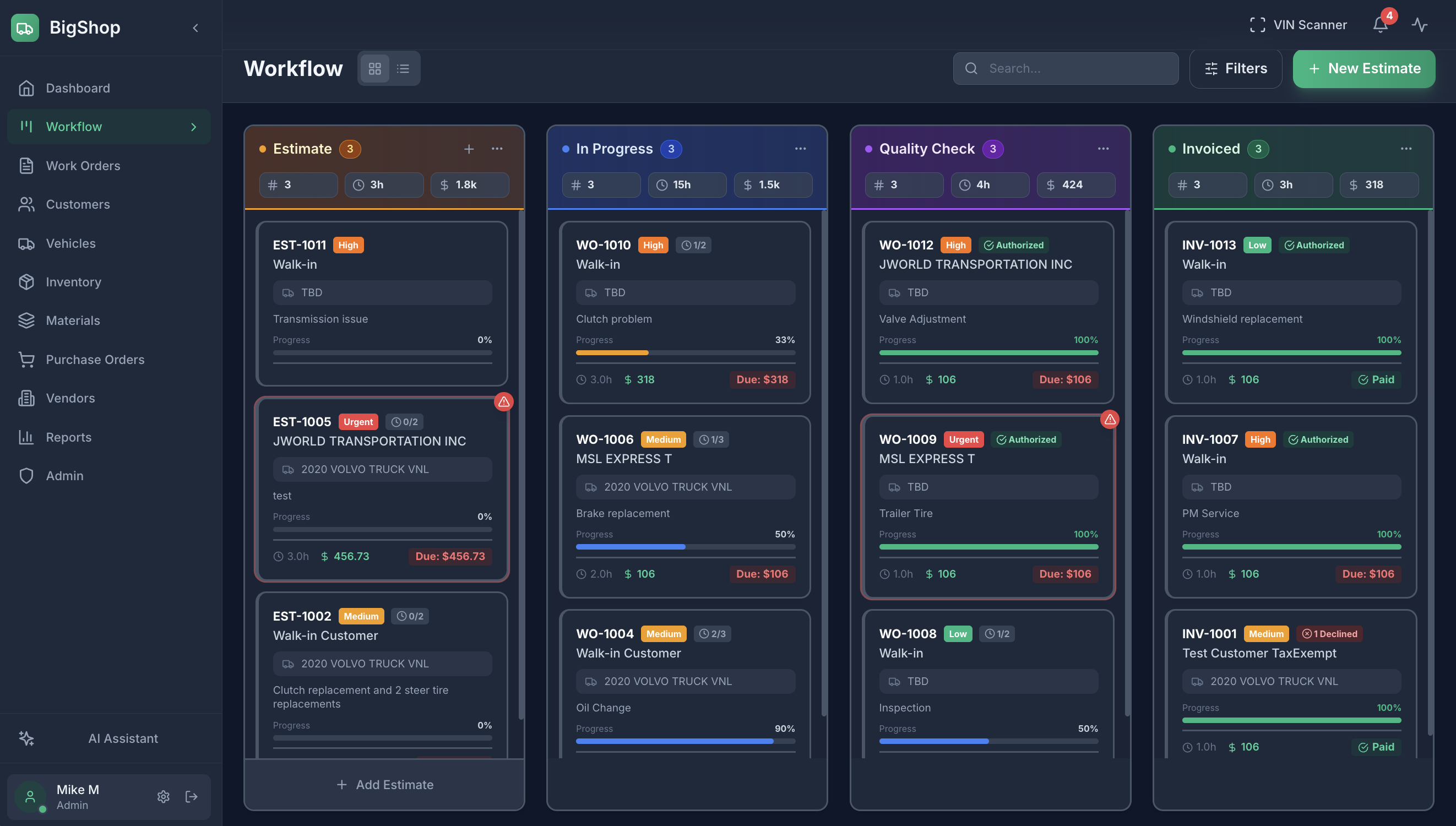 BigShop Workflow - Dark Mode